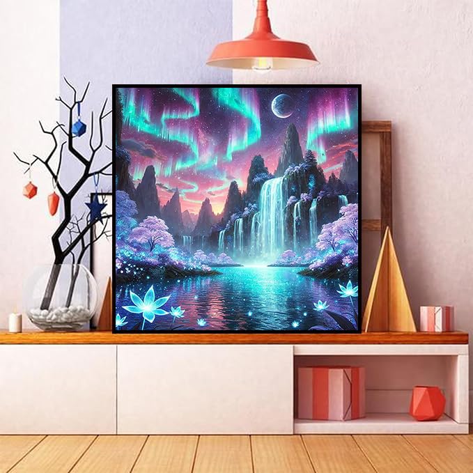 Ekuxom Diamond Art Kits for Adults- Aurora Borealis Diamond Painting Kits for Adults-5D DIY Round Full Drill Diamond Gem Art Kits for Home Wall Decor Gifts 14X14Inch - Image 5