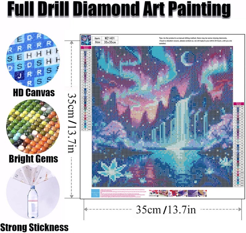 Ekuxom Diamond Art Kits for Adults- Aurora Borealis Diamond Painting Kits for Adults-5D DIY Round Full Drill Diamond Gem Art Kits for Home Wall Decor Gifts 14X14Inch - Image 2