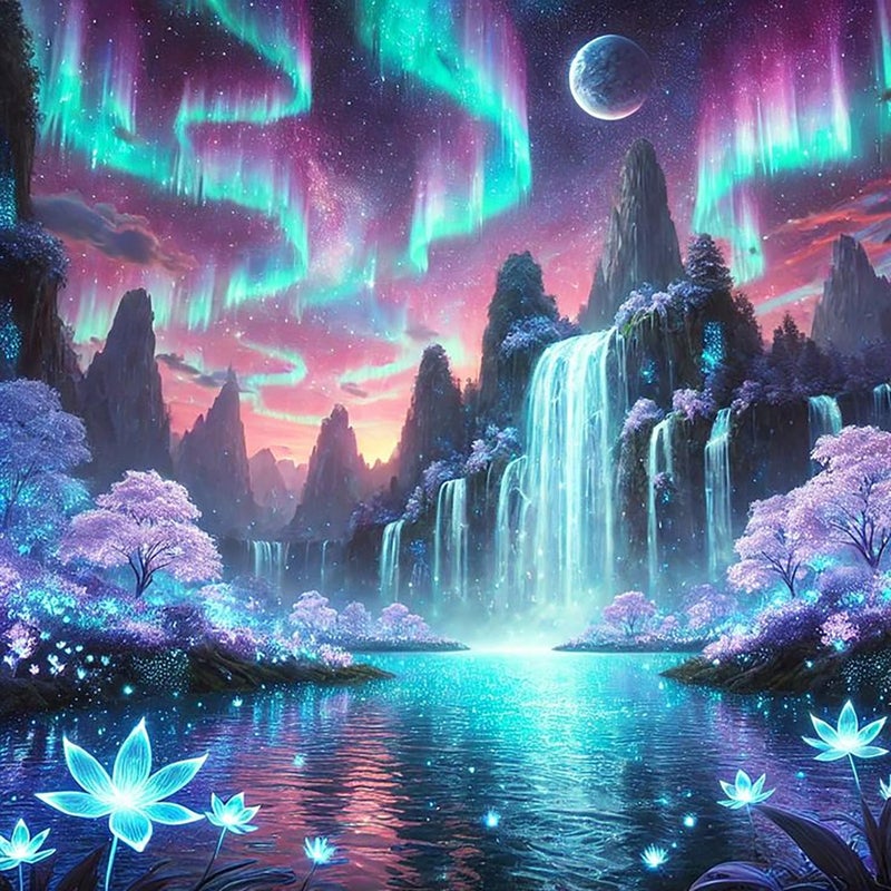 Ekuxom Diamond Art Kits for Adults- Aurora Borealis Diamond Painting Kits for Adults-5D DIY Round Full Drill Diamond Gem Art Kits for Home Wall Decor Gifts 14X14Inch - Image 1