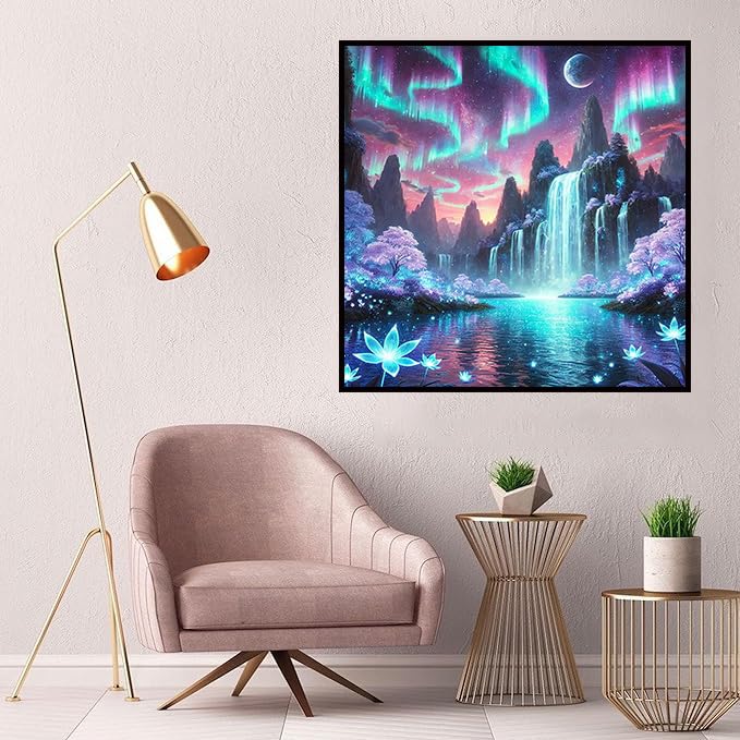 Ekuxom Diamond Art Kits for Adults- Aurora Borealis Diamond Painting Kits for Adults-5D DIY Round Full Drill Diamond Gem Art Kits for Home Wall Decor Gifts 14X14Inch - Image 3
