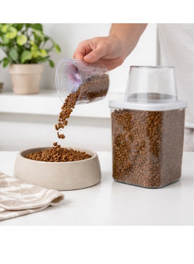 Cat & Dog Food Storage Container 870ML – Transparent Airtight Pet Food Jar with Lid, Large Spout, and Measuring Cup – Portable, Spill-Resistant, Indoor & Outdoor Friendly - Image 3
