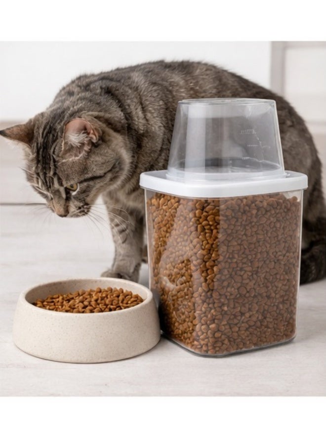Cat & Dog Food Storage Container 870ML – Transparent Airtight Pet Food Jar with Lid, Large Spout, and Measuring Cup – Portable, Spill-Resistant, Indoor & Outdoor Friendly - Image 5