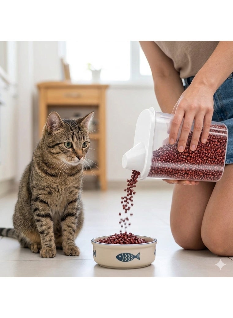 Cat & Dog Food Storage Container 870ML – Transparent Airtight Pet Food Jar with Lid, Large Spout, and Measuring Cup – Portable, Spill-Resistant, Indoor & Outdoor Friendly - Image 2