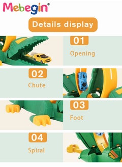 MEBEGIN DIY Crocodile Race Track Car Playset with 2 Cars, Versatile Adventure Vehicles Toys, 360-degree Engineering Ejector Orbit with Crocodile Appearance, Educational Toys, Convenient Storage and Portability, Ideal Gift for Kids  - Image 5