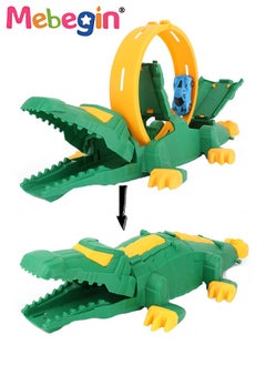 MEBEGIN DIY Crocodile Race Track Car Playset with 2 Cars, Versatile Adventure Vehicles Toys, 360-degree Engineering Ejector Orbit with Crocodile Appearance, Educational Toys, Convenient Storage and Portability, Ideal Gift for Kids  - Image 2