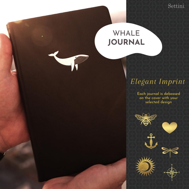 SETTINI Lined Journal, Ideal for Journaling - A5 Vegan Leather Notebook, 192 Archival-Quality Pages, QuillEase Bleed-Free Paper, Inner Pocket & Bookmark - Whale Gifts, Navy Whale - Image 3