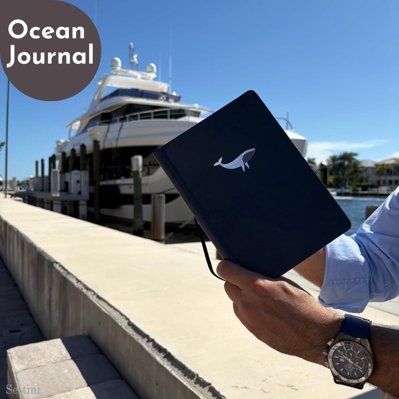 SETTINI Lined Journal, Ideal for Journaling - A5 Vegan Leather Notebook, 192 Archival-Quality Pages, QuillEase Bleed-Free Paper, Inner Pocket & Bookmark - Whale Gifts, Navy Whale - Image 4