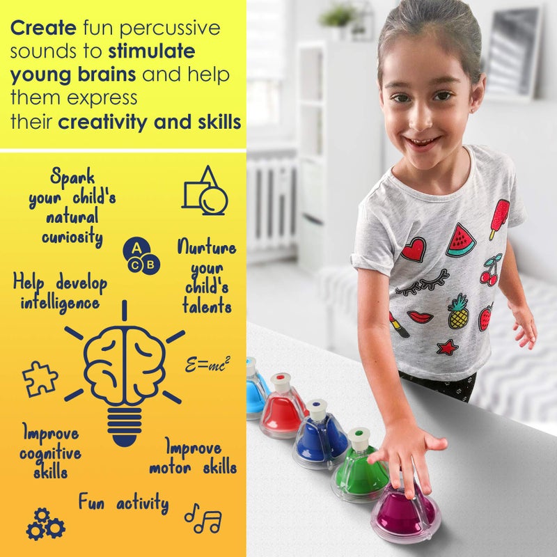 MINIARTIS Desk Bells for Kids | Educational Music Toys for Toddlers 8 Notes Colorful Hand Bells Set | Kids Musical Instrument with 15 Songbook | Great Birthday Gift for Children - Image 3