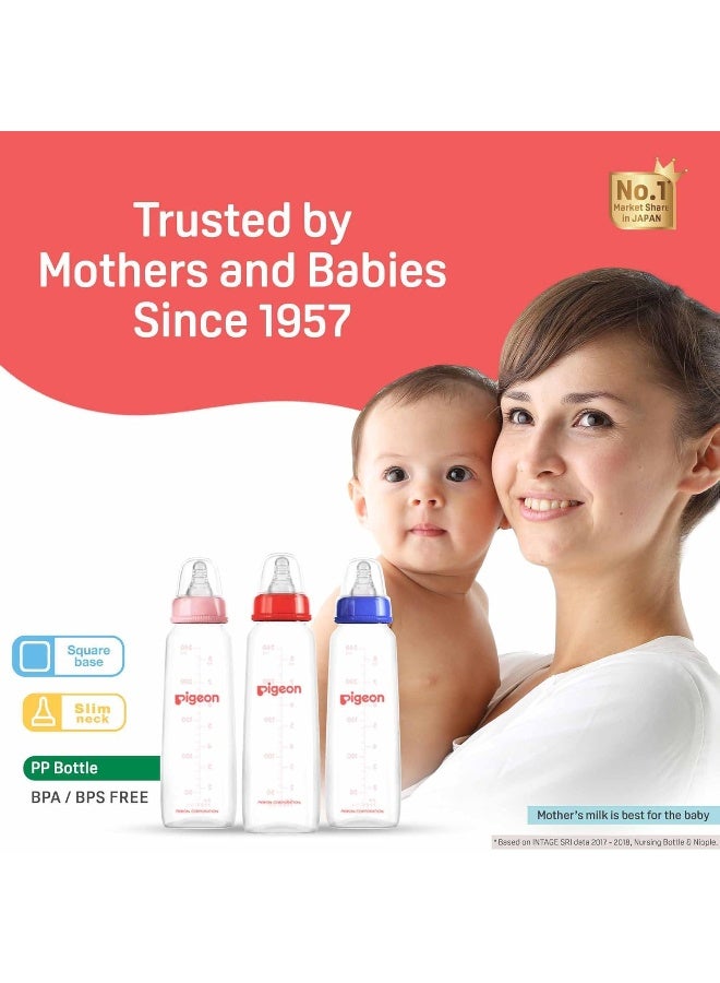 pigeon Peristaltic Baby Nursing / Feeding Bottle KPP Nipple L, For 9+ Month Babies, BPA Free, BPS Free, Blue and White, 240 ml, Pack of 2 - Image 5