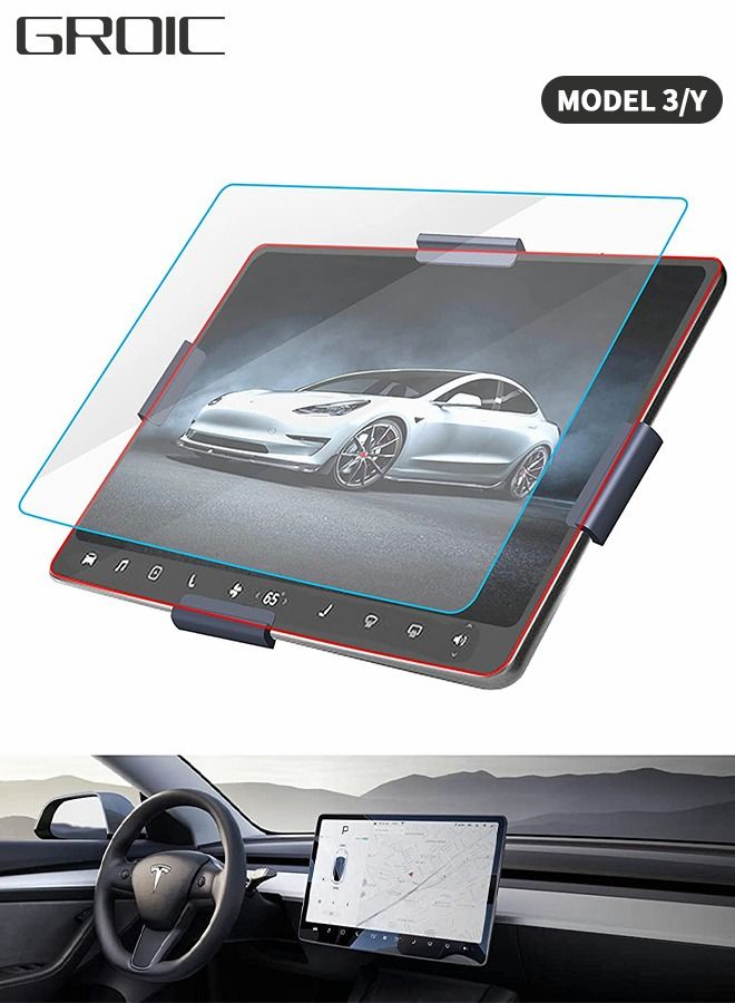 GROIC Model 3/Y Tempered Glass Screen Protector 15" Center Control Touchscreen Car Navigation Touch Screen Protector Tempered Glass Anti-Scratch and Shock Resistant for Model 3/Y - Image 1