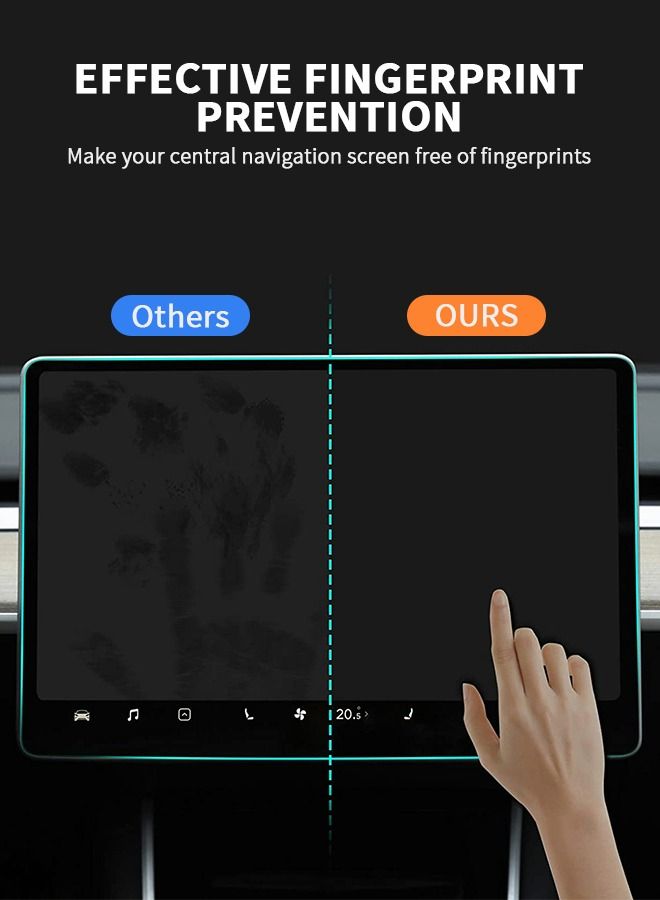 GROIC Model 3/Y Tempered Glass Screen Protector 15" Center Control Touchscreen Car Navigation Touch Screen Protector Tempered Glass Anti-Scratch and Shock Resistant for Model 3/Y - Image 2
