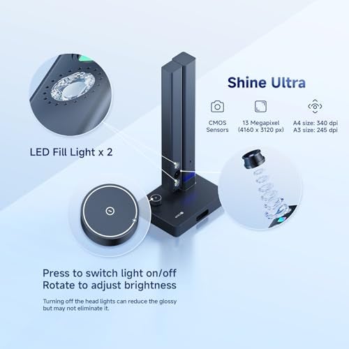 CZUR Shine Ultra Smart Portable Document Scanner, Thin Book Scanner with OCR, USB Document Camera for Desktop/Laptop, Capture Size A3, Compatible with Windows & Mac OS (Not for Android & iOS) - Image 2
