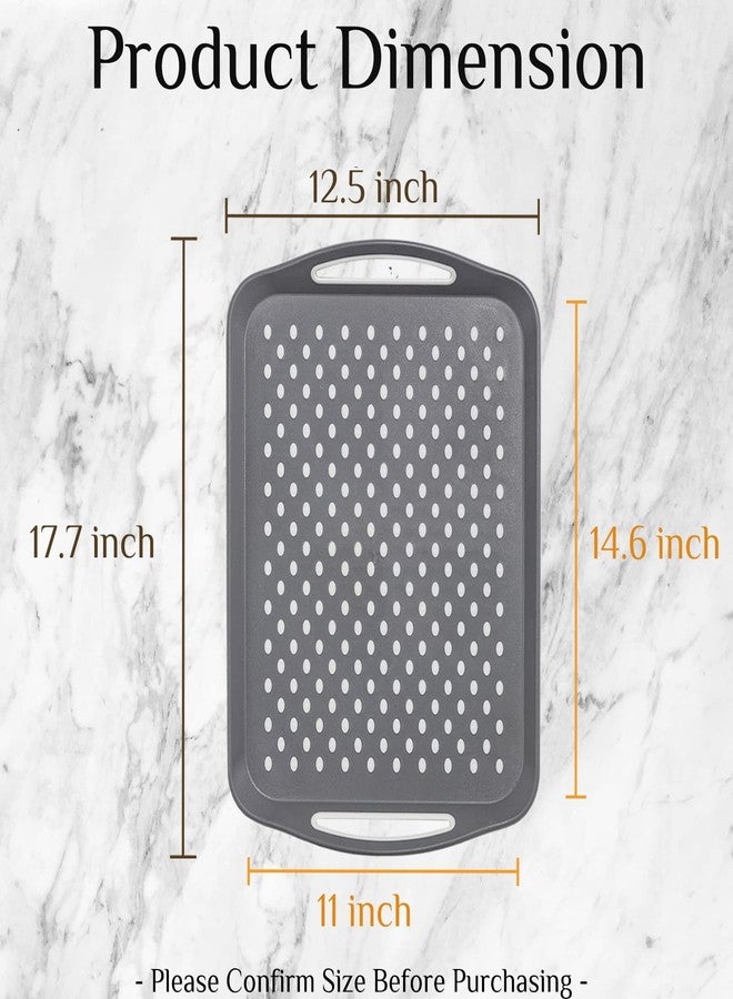 Kazozobi 17.7" x 12.5" Anti-Slip Serving Trays with Handles, 3 Pcs X-Large Rectangular Food Serving Tray for Lap, Food Trays for Eating on Couch, Reusable and Durable, Grey - Image 2