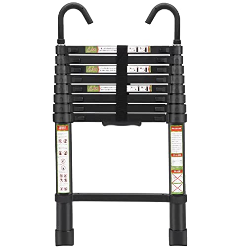 Telescopic Ladder 85FT RIKADE Aluminum Telescoping Ladder with NonSlip Feet and Stable Hook Portable Extension Ladder for Household and Outdoor Working 330lb Capacity Black