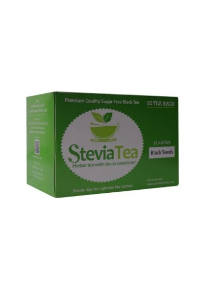 Stevia Tea شاي ستيفيا بالأعشاب بنكهة ستيفيا مع بذور سوداء - 20 حبة - Image 1