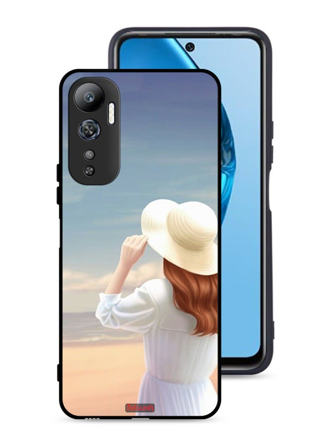 Tolwak Infinix Hot 20 4G Protective Case Cover Hat Girl Standing - Image 1