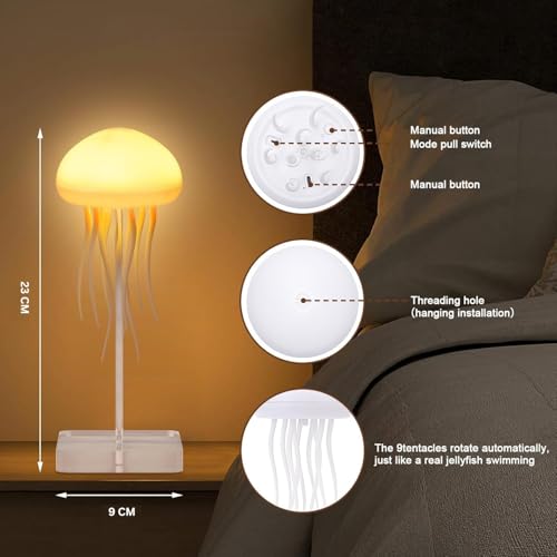 One94Store Jellyfish LED Night Light Lamp | Color Changing Baby Room Decor Lamp for Kids, Girls, Boys & Ocean Lovers | Aesthetic Ambient Light with Hanging Base – Jellyfish Design - Image 2