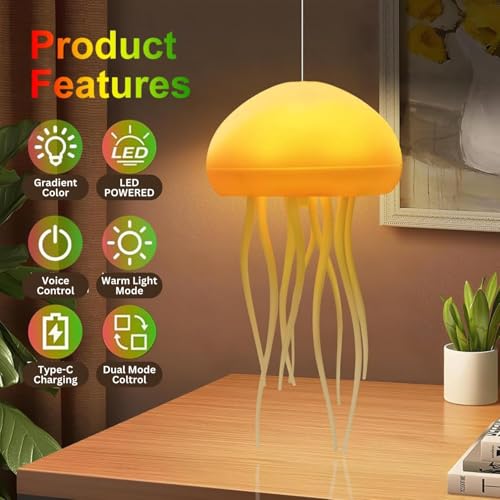 One94Store Jellyfish LED Night Light Lamp | Color Changing Baby Room Decor Lamp for Kids, Girls, Boys & Ocean Lovers | Aesthetic Ambient Light with Hanging Base – Jellyfish Design - Image 3