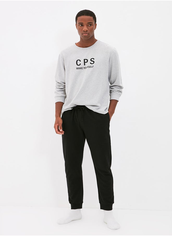 trendyol - Pajama Set - Black - Slogan - Image 1