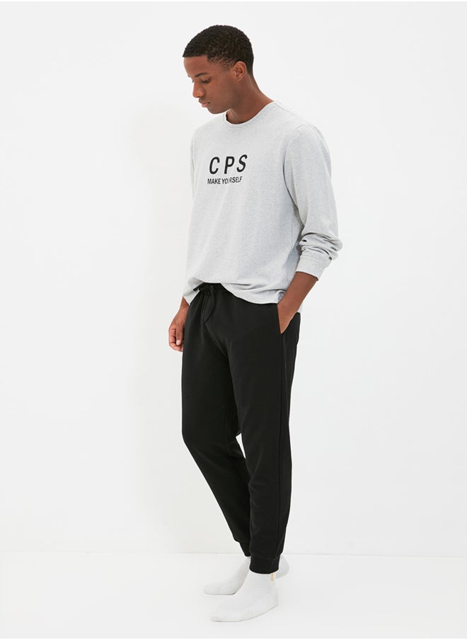 trendyol - Pajama Set - Black - Slogan - Image 1