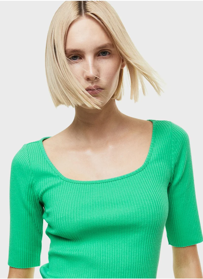 H&M Square Neck Ribbed Top