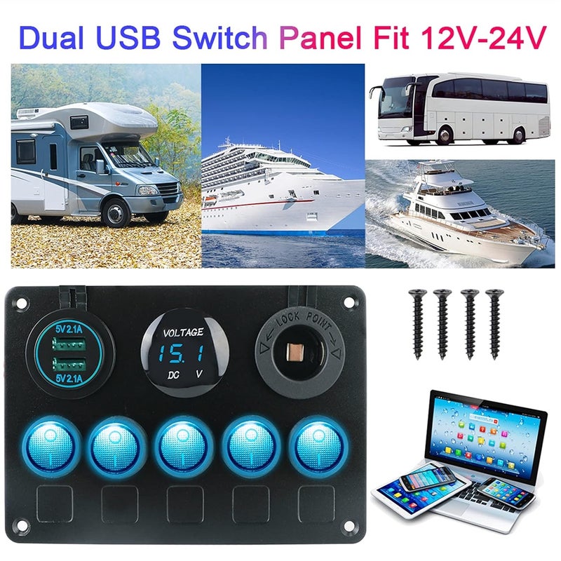 Wivplex Waterproof Car Switch Panel with Dual USB Ports - Image 5