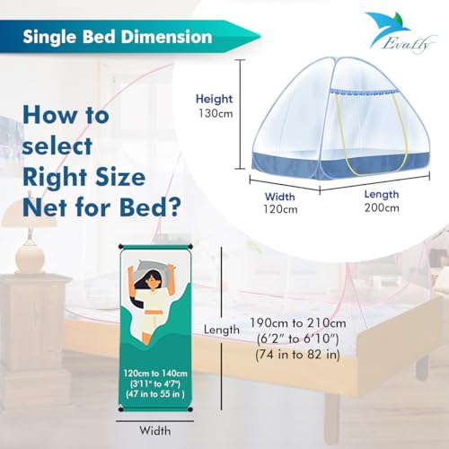 Evafly Mosquito Net for Single Bed | Foldable Machardani | Polyester Strong 30GSM mesh| PVC Coated Corrosion Resistant Steel Wire - Red - Image 3