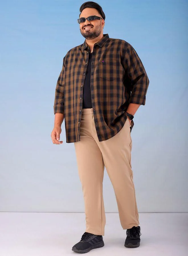 HARDSODA  Men Plus Size Regular Fit Self Design Mid-Rise Stretchable Chino Joggers for Men | Best Price UAE