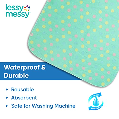 Lessy Messy Portable Baby Changing Mat - Extra Large Waterproof Diaper Changing Pad | Machine Washable & Dryer Safe | Wipeable Surface for Easy Cleaning | Stylish Polka Dot Design - Image 3