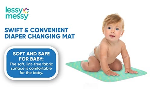 Lessy Messy Portable Baby Changing Mat - Extra Large Waterproof Diaper Changing Pad | Machine Washable & Dryer Safe | Wipeable Surface for Easy Cleaning | Stylish Polka Dot Design - Image 4