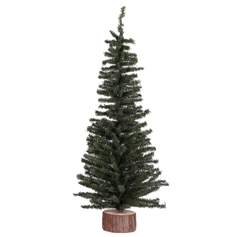 Vickerman 24 Mini Pine Artificial Christmas Tree  Unlit  Seasonal Indoor Home Decor  Decorative Wood Base  Reliable and Durable  Realistic Looking Tree