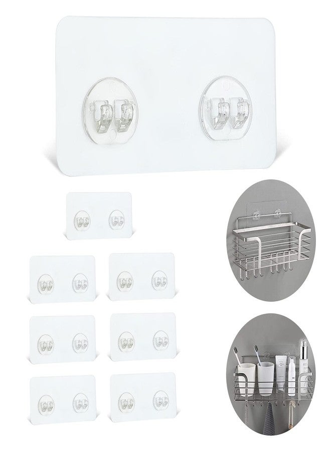 YOLOPLUS+ 8 Pack Shower Caddy Adhesive Hooks Replacement, Strong Sticker Hooks for Bathroom Shower Caddy Corner Shelf Basket Soap Dish Hanging Hooks, No Drilling Shower Kitchen Accessories - Image 1