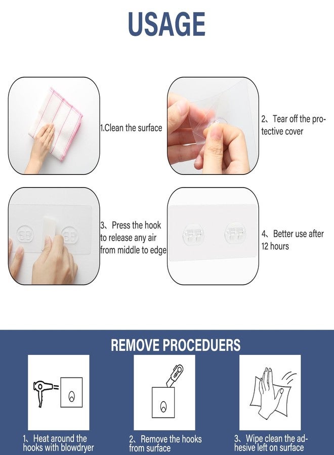 YOLOPLUS+ 8 Pack Shower Caddy Adhesive Hooks Replacement, Strong Sticker Hooks for Bathroom Shower Caddy Corner Shelf Basket Soap Dish Hanging Hooks, No Drilling Shower Kitchen Accessories - Image 4