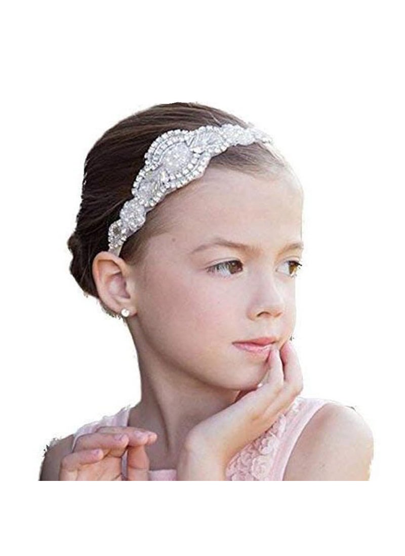 Missgrace - Missgrace Flower Gilr Silver Crystal Rhinestones Headband Wedding Hair Accessories Hair Jewelry for Wedding and Girls - Image 1