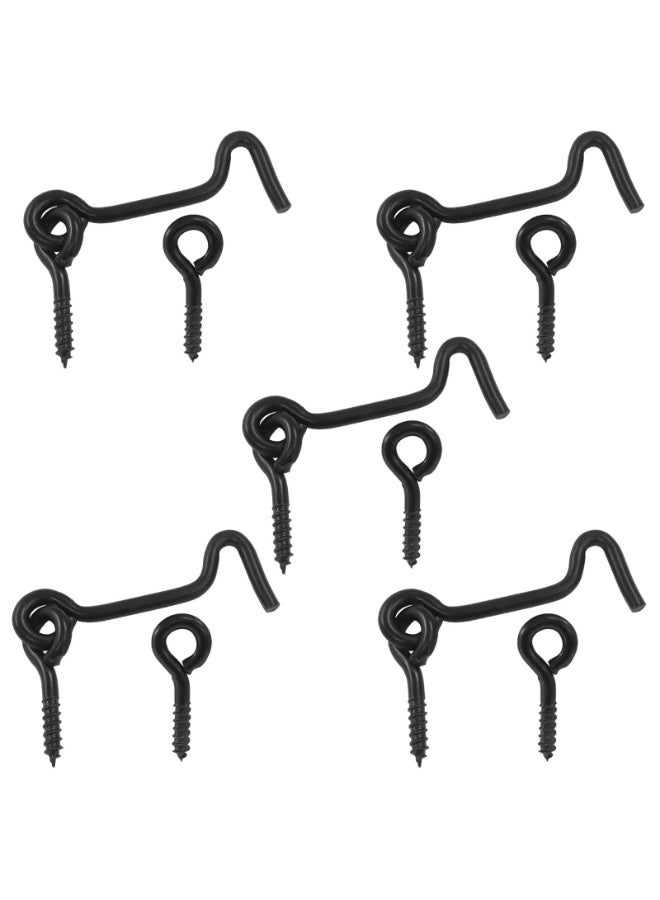 10 Pack 2 Inch Black Cabin Gate Hook and Eye Latch with Mounting Screws - Image 3