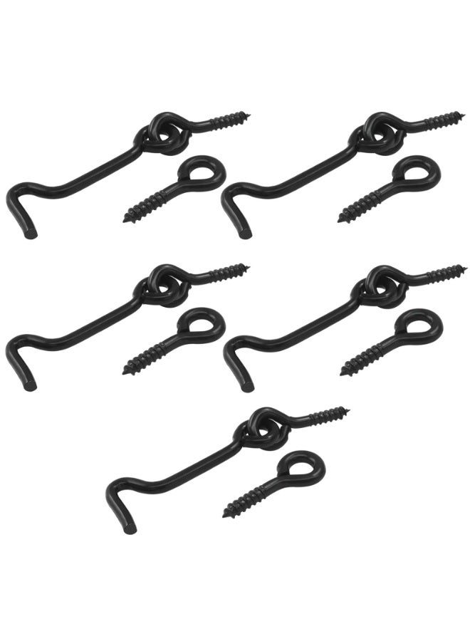 10 Pack 2 Inch Black Cabin Gate Hook and Eye Latch with Mounting Screws - Image 4
