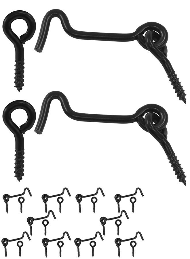 10 Pack 2 Inch Black Cabin Gate Hook and Eye Latch with Mounting Screws - Image 1