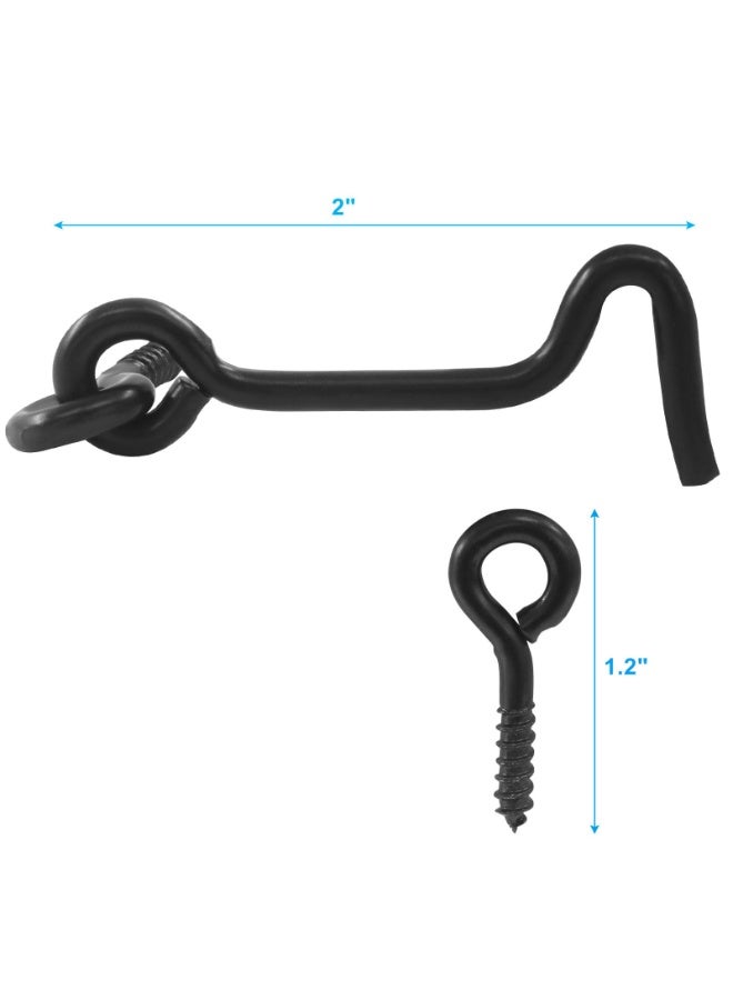 10 Pack 2 Inch Black Cabin Gate Hook and Eye Latch with Mounting Screws - Image 2