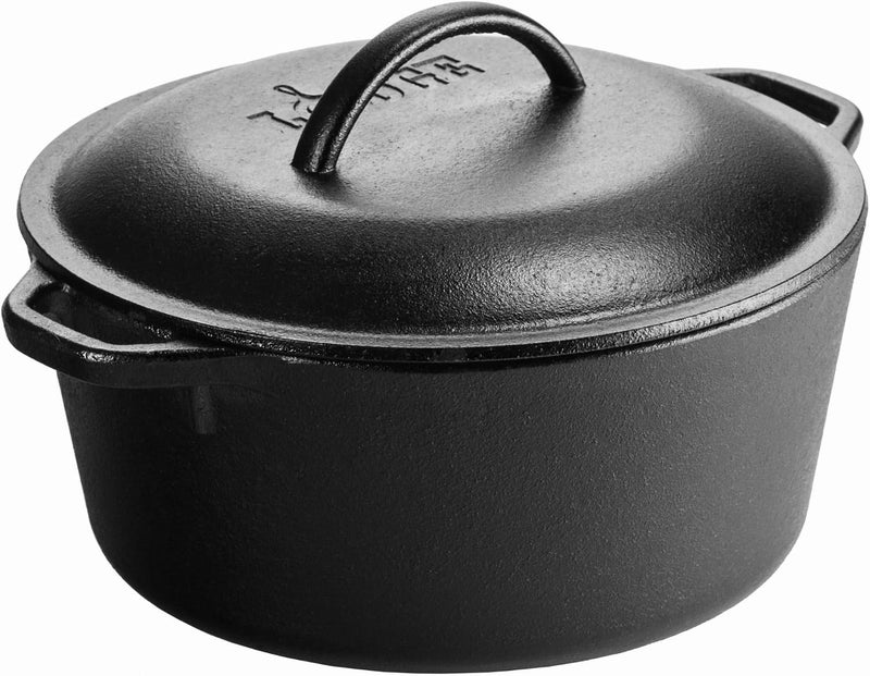 Lodge L8DOL3 Cast Iron Dutch Oven with Dual Handles, Pre-Seasoned, 5-Quart - Image 1