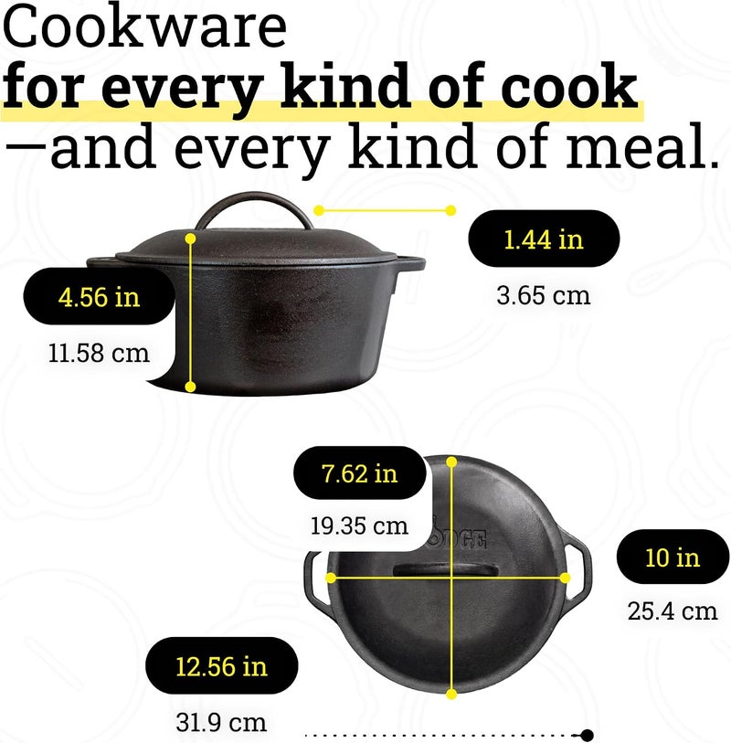 Lodge L8DOL3 Cast Iron Dutch Oven with Dual Handles, Pre-Seasoned, 5-Quart - Image 5
