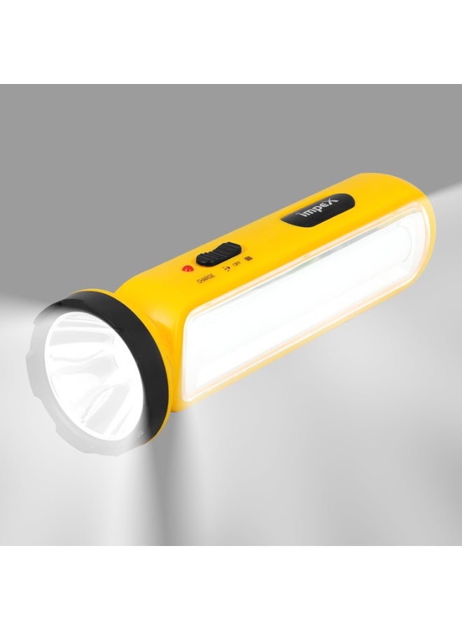 Impex 2 in 1 Rechargeable LED Flashlight with Emergency Lamp | 1600 mAh Battery | Multi Purpose Tourch Light | Lamp and Torch Light | 6 Months Warranty | Lumin A2 - Image 1