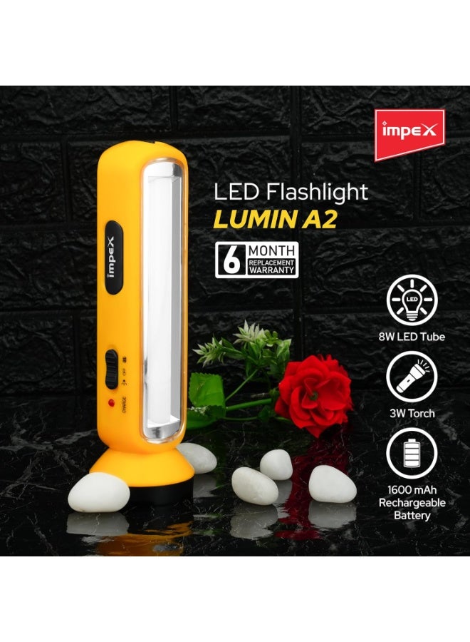Impex 2 in 1 Rechargeable LED Flashlight with Emergency Lamp | 1600 mAh Battery | Multi Purpose Tourch Light | Lamp and Torch Light | 6 Months Warranty | Lumin A2 - Image 4