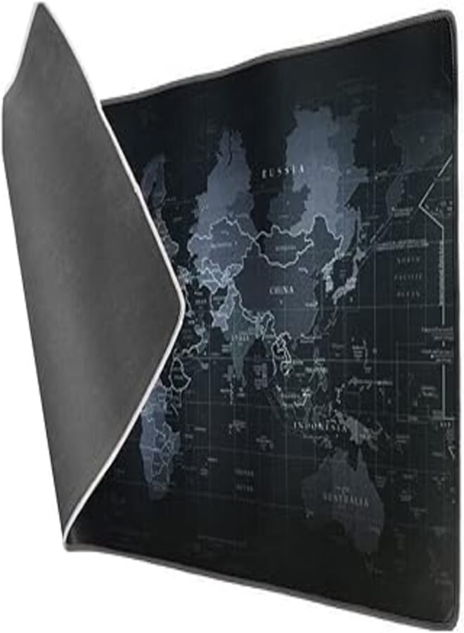 Vicloon Large Gaming Mouse Pad Mouse Mat 900 * 400 * 3mm, Extended Mousepad Keyboard Desk Pad with Non-slip Rubber Base and Stitched Edges Mousepad or Laptop, Computer and PC - Black World Map