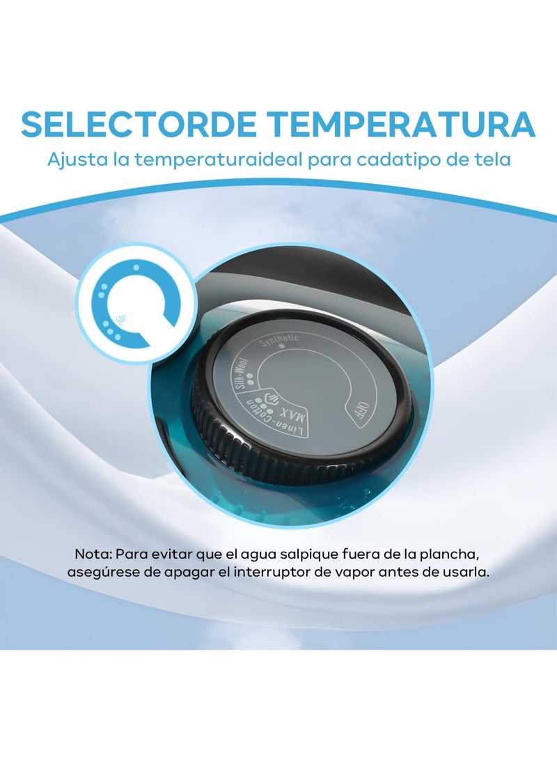 MIXDOR مكواة بخارية محمولة 2200 واط للملابس، بخاخ ملابس بسعة 450 مل مع قاعدة سيراميك، استخدام مزدوج للبخار والجفاف، نظام مضاد للتكلس، سلك دوار 360°، بخار قوي للمنزل والسفر - Image 2