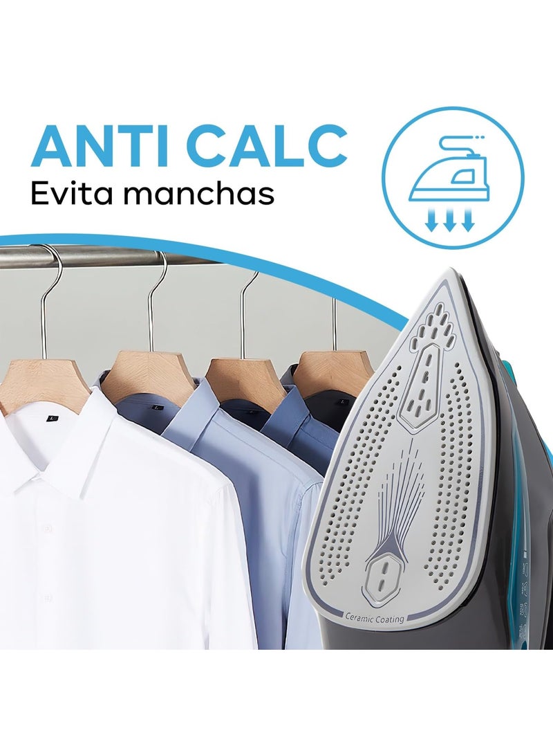 MIXDOR مكواة بخارية محمولة 2200 واط للملابس، بخاخ ملابس بسعة 450 مل مع قاعدة سيراميك، استخدام مزدوج للبخار والجفاف، نظام مضاد للتكلس، سلك دوار 360°، بخار قوي للمنزل والسفر - Image 3