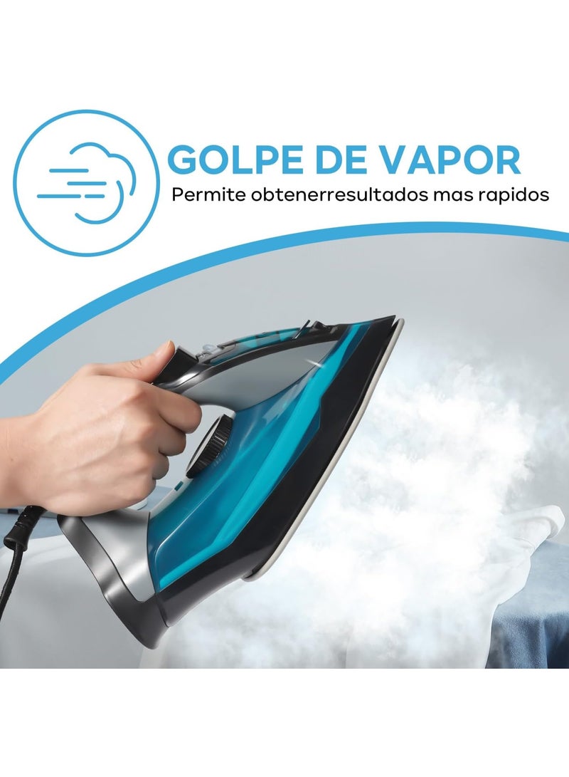 MIXDOR مكواة بخارية محمولة 2200 واط للملابس، بخاخ ملابس بسعة 450 مل مع قاعدة سيراميك، استخدام مزدوج للبخار والجفاف، نظام مضاد للتكلس، سلك دوار 360°، بخار قوي للمنزل والسفر - Image 4