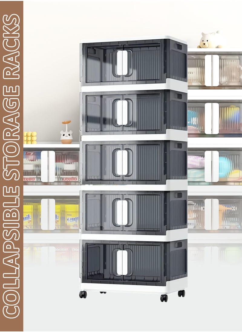 Collapsible Storage Cabinet Rack with Wheels, Heavy-Duty PP Material, Glossy Modern Design, Foldable and Portable, Multi-Layer Storage for Home, Office, Kitchen, Bathroom, Outdoor Use, Secure Double Door Lock, Easy to Clean and Assemble, Available in 6 Sizes for Versatile Storage Needs - pzsku/Z2300DC8575CC5A80B77CZ/45/_/1736858780/c04c8083-3382-4a41-9622-b2824f558416