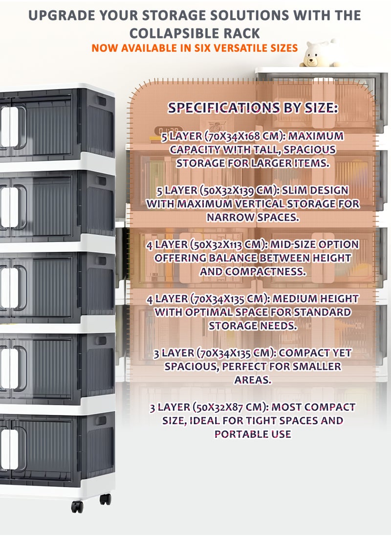 Collapsible Storage Cabinet Rack with Wheels, Heavy-Duty PP Material, Glossy Modern Design, Foldable and Portable, Multi-Layer Storage for Home, Office, Kitchen, Bathroom, Outdoor Use, Secure Double Door Lock, Easy to Clean and Assemble, Available in 6 Sizes for Versatile Storage Needs - pzsku/Z2300DC8575CC5A80B77CZ/45/_/1736858899/84cbdb2f-1efc-4739-88d6-2b6e92a2e21d