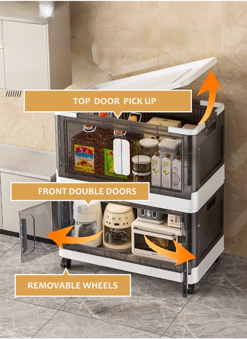 Collapsible Storage Cabinet Rack with Wheels, Heavy-Duty PP Material, Glossy Modern Design, Foldable and Portable, Multi-Layer Storage for Home, Office, Kitchen, Bathroom, Outdoor Use, Secure Double Door Lock, Easy to Clean and Assemble, Available in 6 Sizes for Versatile Storage Needs - pzsku/Z2300DC8575CC5A80B77CZ/45/_/1736859160/b0082db5-77db-4a58-8108-558632aa627d