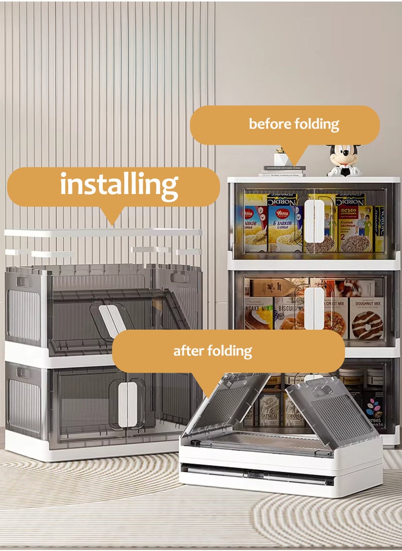 Toshonics - Collapsible Storage Cabinet Rack with Wheels, Heavy-Duty PP Material, Glossy Modern Design, Foldable and Portable, Multi-Layer Storage for Home, Office, Kitchen, Bathroom, Outdoor Use, Secure Double Door Lock, Easy to Clean and Assemble, Available in 6 Sizes for Versatile Storage Needs - Image 1